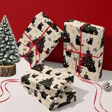 1Set Of Black Cat Wrapping Paper Suitable For Xmas Gifts(Includes Stickers), Cat-Themed Gift Wrap With Black Cat & Christmas Tree Patterns, Single-Sided Sheets For DIY Birthday Party Decorations, For Cat Lovers, Paper For Present Wrapping - Black Cat - View 3