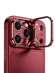 1pc Matte Metal With Built‑In Folding Holder Camera Lens Frame Hard Shockproof Protective Cover Compatible With IPhone 18 Pro Max 18 Pro 17 Pro Max 17 Pro - Burgundy - View 2