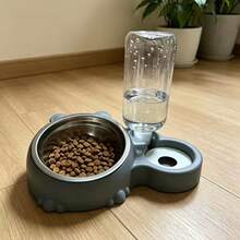 Pet Bowl Set, Includes Water Dispenser And Stainless Steel Bowl, Suitable For Cats And Small Dogs, Blue - 500ml - View 3