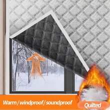 White Zipper, Winter Warm Curtains, Windproof And Heat-Insulating, Sunshade And Windproof, No Hole Installation, Easy To Install - White Cotton - View 2