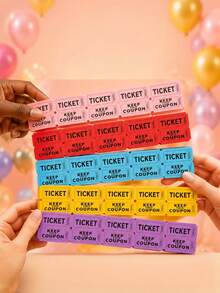 100pcs/Set Double Roll Raffle Tickets, Suitable For Events, Carnivals, Ticket Prizes, Games, Celebrations, Drinks And Other Occasions - Multicolor - View 2