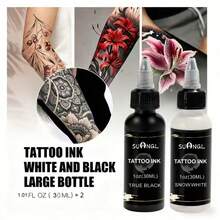 Professional Black White Tattoo Ink Pigment 1oz Long Lasting Tattoo Color Ink For Body Tattoo Art Makeup - Multicolor - View 9
