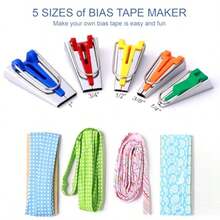 5 Sizes Bias Tape Maker For Sewing Quilting, Upgraded Quilt Binding Tool,Bias Tape Maker Kit, Including Patchwork Fabric, Overlock Stitches, Quilting Sewing Accessories, Suitable For DIY Craft Binding Tools - Multicolor - View 4