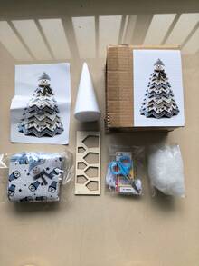 1pc Christmas Tree Fabric Patchwork DIY Kit, Layered Patchwork Desktop Holiday Tree Making Tool Set, Rustic Style Christmas Tabletop Decor, Handmade Material Creative Christmas Gift - Christmas Tree - View 15