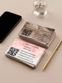 200/500/1000pcs Custom Text Business Card With QR Code,Customized Card For Small Business Owner,Entrepreneur,Beauty Salon,Studio,Company Office Supplies,Customizable Business Visiting Cards - Multicolor - View 4