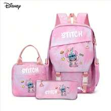 Miniso Disney Stitch & Angel 3-Piece School Backpack Set, Includes Backpack, Insulated Lunch Bag And Pencil Case, Cute Lilo & Stitch Print, Perfect Back To School Gift For Boys And Girls - Pink - View 7
