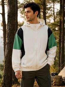 Men's Outdoor Jacket, Contrast Color Casual Windbreaker, Sports Jacket, Coat Spring - Khaki - View 9