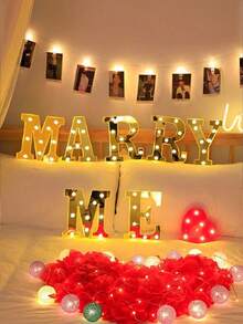 1pc Gold Letter Light Sign, LED Number Light, A-Z Letters, 0-9 Numbers, Suitable For Night Light, Home Bar, Christmas Decor, Birthday Party, Wedding Decoration, Table Lamp, Bedroom Lighting, Christmas Wreath, LED Light - Letter Lights - View 4