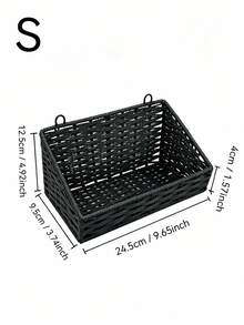 1pc Bathroom Storage Rack Decorative Storage Shelf Woven Bamboo Hanging Storage Basket Bathroom Accessories Kitchen Storage Wall-Mounted Toiletries Storage Basket - Multicolor - View 16