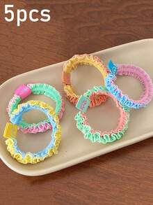 20/5/1pc Candy Color Ruffle Lace Hair Scrunchies, Fashion Elastic Ponytail Hair Ties, High Elasticity Women's Hair Accessories - Multicolor - View 12