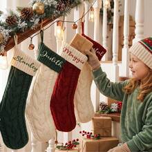 MerexSync 1pc Personalized Embroidered Christmas Stocking, Customized Knitted Family Sock, 2026 Holiday Sock, Can Embroider Name, Family Christmas Sock. Gift For Family, Gift For Children, Gift For Her, Christmas Stocking, Christmas Gift, Multi-Functional, Durable, Decorative, Reusable, Exquisite - Style B (Embroidered) - View 8
