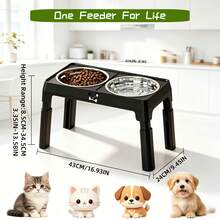 Stainless Steel Elevated Dog Bowls, Anti-Slip Raised Pet Feeder For Large Dogs, Adjustable Height Food & Water Bowls - 2800ML - View 3