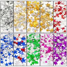 100pcs Star-Shaped Glitter Sequins, Christmas Atmosphere Decor Star Confetti, Party Tabletop Scatter Decoration Glitter - Multicolor - View 2