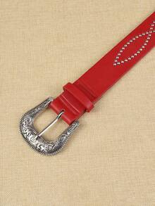 APLCSEY 1pc Red Rivet Design Belt Suitable For Matching With Dresses - Pellet Rolling - View 3