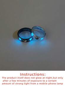 ATLVXJL 2pcs/Set Glowing Couple Rings, Family & Friendship Style, Luminous Double Heart Yin Yang Pattern, Silver & Black Stainless Steel, Casual Jewelry Rings Suitable For Daily Wear And Holiday Gift Giving - Multicolor - View 10