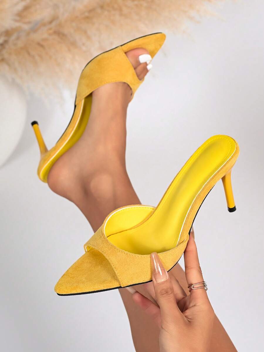 Women's Pointed Toe High Heel Sandals, Fashionable Versatile Exquisite Vacation - Yellow - View 1
