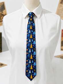 1pc Unisex Christmas Tree Design Necktie, Suitable For Christmas Holiday Use - Multicolor - View 13