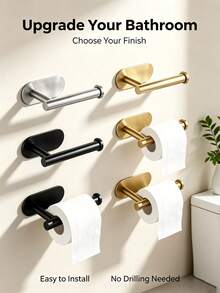 1pc Drill-Free Self-Adhesive Toilet Paper Holder, Absorbent Paper Towel Rack, Bathroom Paper Holder, Wall-Mounted Bathroom Rack Bathroom Hardware, Toilet Paper Rack, Bathroom Decor Accessories - Multicolor - View 2