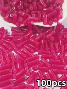 100pcs 6x12mm Bamboo Joint Shaped Glass Loose Beads - DIY Handmade Hair Sticks, Bracelets, Necklaces Accessories, Vintage Jewelry Craft Materials - Multicolor - View 18