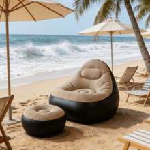 Seating furniture set / Sofa set Inflatable Sofa With Footstool | Home Slouchy Sofa Bed, Outdoor Camping Foldable Quick-Inflate Leisure Chair. High-Quality Adult Inflatable Sofa Set, Includes Sofa And Footstool 2-Piece Set. Can Be Used As A Home Slouchy Sofa Bed And Instantly Converted Into - Multicolor - View 1