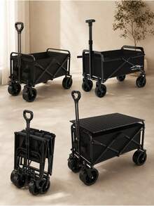 1pc Outdoor Camping Cart, Foldable Trolley, Rear-Entry Camping Wagon, Portable Large Capacity Shopping Cart - Stroller - View 3