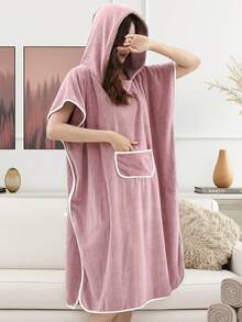1 buah Jubah Mandi Tanpa Lengan Wanita, Jubah Ponco Penyerap yang Dapat Dipakai untuk Berselancar, Jubah Ganti Cepat Kering, Jubah Handuk Berkerudung, Jubah Ganti untuk Berenang, Berselancar, dan Aktivitas Luar Ruangan di Pantai - Royal Blue - View 9