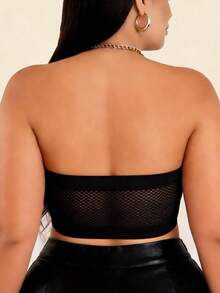 EssElegance Plus Size Strapless Push-Up Bra, Bra Bandeau Tanpa Kawat, Penutup Depan Anti Selip, Nyaman untuk Gaya Sehari-hari - Hitam - View 3