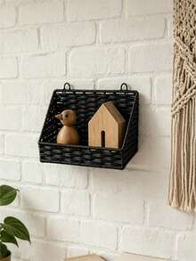 1pc Bathroom Storage Rack Decorative Storage Shelf Woven Bamboo Hanging Storage Basket Bathroom Accessories Kitchen Storage Wall-Mounted Toiletries Storage Basket - Multicolor - View 10