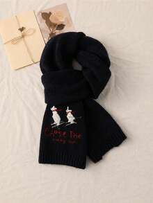 Women's Soft Knitted Scarf, Embroidered Pattern Warm Winter Neck Warmer, Comfortable Style, Suitable For Snow Sports And Daily Wear - Scarf - View 10