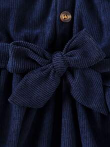 Girls' Autumn/Winter Fashion Ruffle Collar Long Sleeve Dress, Children's Princess Dress, Fashion Autumn/Winter Girls' Dress With Belt, Suitable For Daily Wear And Outdoor Activities - Navy Blue - View 9