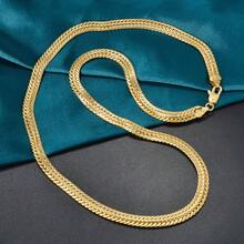 18K Gold Plated Wheat Chain Necklace For Men, Vintage Braided Rope Chain, Everyday Wear - Wheat Chain - View 7