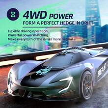 Xe drift RC 4WD tốc độ cao, drift đa hướng, đèn pha LED, kèm lốp dự phòng và chướng ngại vật, sơn kim loại gradient đổi màu, thân ABS chống va đập, đua mọi địa hình trong nhà và ngoài trời, cho trẻ 14+, quà tặng hoàn hảo - Nhiều màu - Xem 12