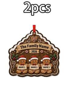 Custom Gingerbread Family Christmas Ornament, Personalized 2-5 Names Holiday Tree Decor, Festive Gingerbread House Style, Customized Family Keepsake, Customizable Name Hanging Ornament, Christmas Home Decor, Holiday Gift 2026, Christmas Decorations - Style D - View 8