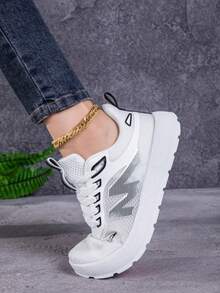 1 Pair Women's Lightweight Non-Slip Breathable Wide Toe Box Shock Absorbing Casual Sports Shoes - White - View 7