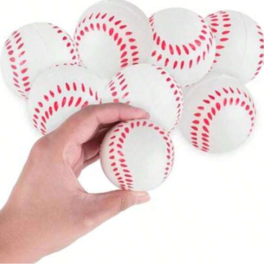 6pcs Mini Foam Sports Balls - 6cm White Baseball, Suitable For Party Games, Relaxation, Sports Theme Decoration - Multicolor - View 1
