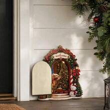 1pc Christmas Mouse Wooden Fairy Door Plaque With Hinged Opening Door, Rustic 3D Baseboard Decor For Home, Room, Party And Christmas Decoration - Christmas Wooden Ornament - View 6