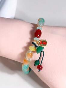 1pc Crystal Beaded Bracelet, Simple And Unique Design, Sweet Girl Style, Matching Bestie - Multicolor - View 3