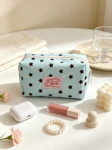 1pc Cute Polka Dot Star Print Makeup Bag, Portable Zipper Cosmetic Storage Bag, Lightweight Waterproof Travel Organizer, Large Capacity Makeup, Lipstick, Small Toiletries Storage Bag, Multi-Purpose Daily Organizer For Women - Multicolor - View 5