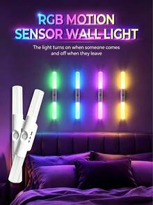 DIY Modular RGB Motion Sensor Wall Light, Rechargeable Multi-Color Changing LED Light Strip, No Drilling No Wiring Human Body Sensor Night Light, With Emergency Lighting Function, Suitable For Bedroom, Gaming Room, Hallway, Stairs, Wardrobe, Cabinet Decoration - White - View 1