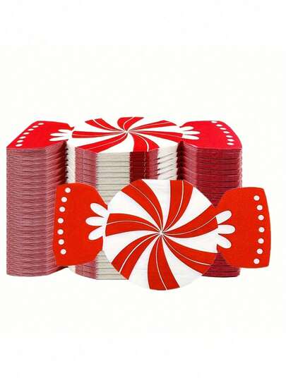 16pcs/5pcs Christmas Sweet Party Napkins, Red & White Striped Disposable Paper Napkins, Suitable For Holiday Dinner, Winter Celebration, Christmas, New Year, Party Events, Birthday And Holiday Party Table Decor, Restaurant And Dessert Shop