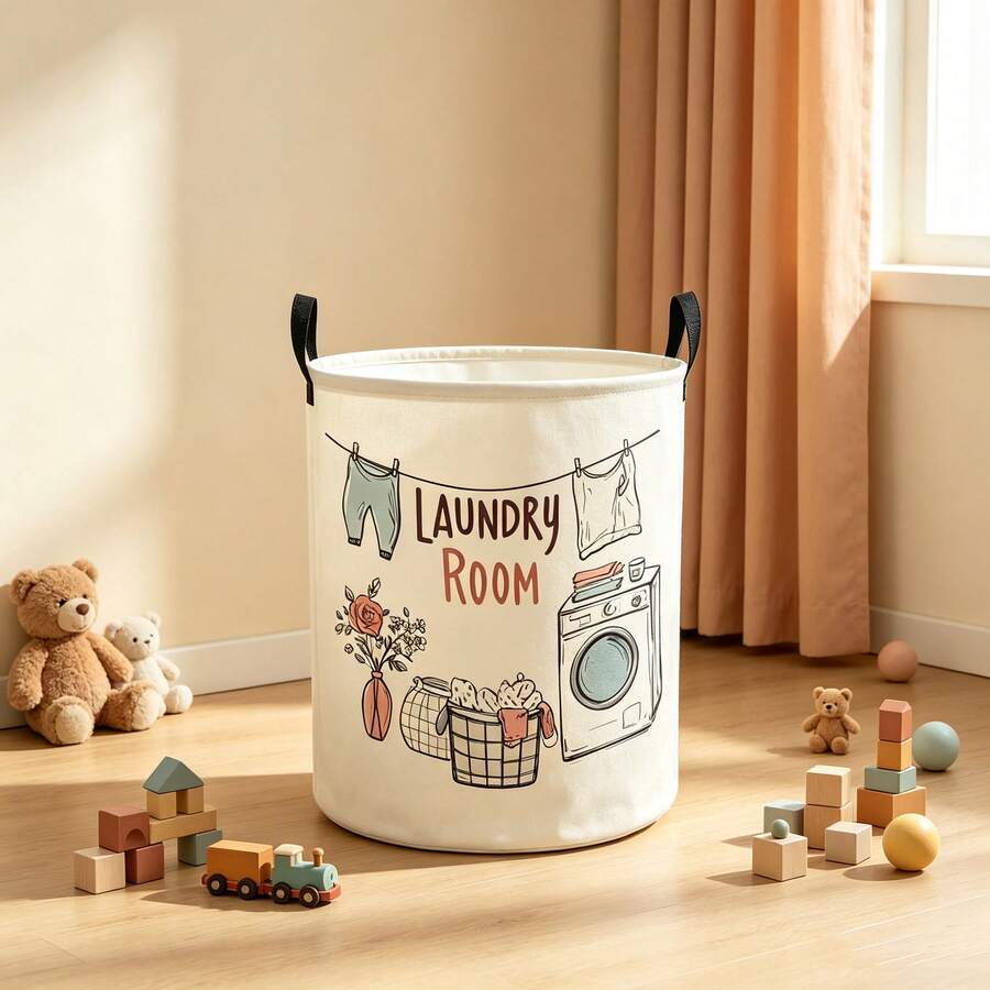 1pc Cute Jungle Animal Print Storage Basket, Featuring Lion, Giraffe, Elephant And Monkey Patterns, Multi-Purpose Home Storage, Suitable For Bedroom, Living Room And Other Home Space Decoration - Multicolor - View 1