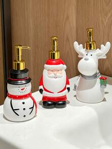 1PC Santa Themed Press‑On Soap Dispenser Bottles, Refillable Empty Storage Vials, Multi‑Color Xmas Print Plastic Material, All‑Season Festive Decor Style For Adults, Home Bathroom Vanity Countertop Daily Household Occasion - Multiple Styles - View 5