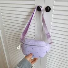1pc Zipper Closure Cartoon Teenager Waist Bag Nylon Girl Crossbody Small Waist Bag Star Pattern - A - View 11