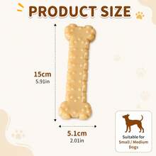 1pc Puppy Keep Durable Chew Toy, Suitable For Aggressive Chewers, Indestructible Dog Bone Toy For Small Dogs, Peanut Butter Scented Nylon Material, Puppy Teething And Dental Cleaning Toy - Yellow - View 2