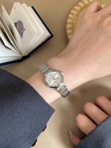 1pc Silver Octagonal Women'S Quartz Watch With Mixed Markers And White Dial Simple And Compact Suitable For Everyday Wear. - Silver - View 6