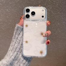 Epoxy Gold Foil Flower Phone Case Compatible With IPhone 18 Pro Max/18 Pro/18/17 Pro Max/17 Pro/17 Air/17/16 Pro Max/16/16 Pro/16 Plus/15/15 Pro Max/15 Pro/15 Plus/11/12/13/14 Pro Max/XS/XR/11 Pro/11 Pro Max/12 Pro/12 Pro Max/13 Pro/13 Pro Max/7 Plus/14 Pro/14 Pro Max/14 Plus/7 Plus/8 Plus/8/SE2 Soft Shell Minimalist Creative - Clear - View 6