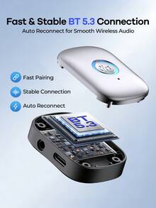 REMAX 車載Bluetooth音訊接收器，將有線汽車音響變成無線，支援Bluetooth音樂播放、免提通話、自動重新連接，3.5mm轉接器兼容喇叭及耳機，汽車配件、車用必需品、車內用品 - 銀色 - 查看 8