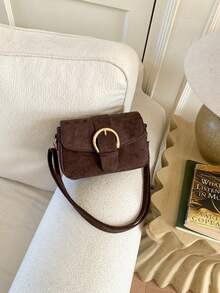 Women's Flap Small Handbag, Fashion Belt Buckle Decor Square Bag, Shoulder Crossbody Bag,Bags For Woman,Brown Bag - Coffee Brown - View 2