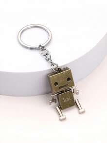 1pc Customized Text Robot Keychain, Personalized Engraved Metal Key Ring, Vintage Robot Character Keychain, Customized Name Pendant Keychain Gift For Men Boys Friends - Multicolor - View 4