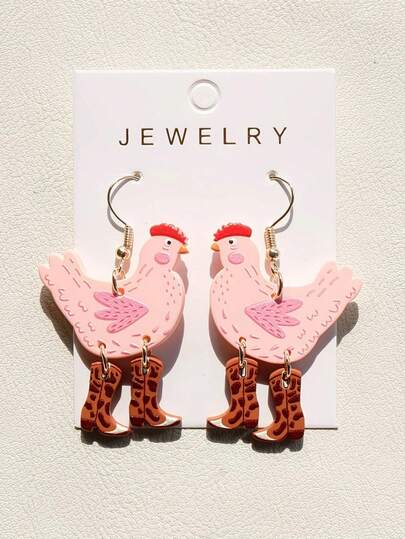 1 Pair Cute Chick Denim Boots Acrylic Dangle Earrings, Women's Thanksgiving Autumn Holiday Party Hanging Earrings